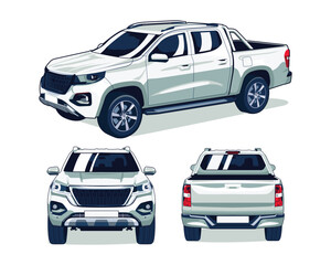 Realistic car vector, pickup car illustration