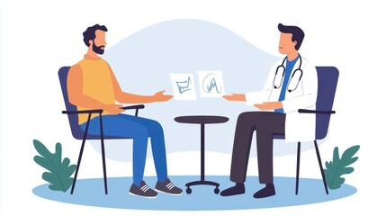 Doctor using diagrams to explain therapy exercises to patient, professional and clear, doctor and patient, treatment, therapy