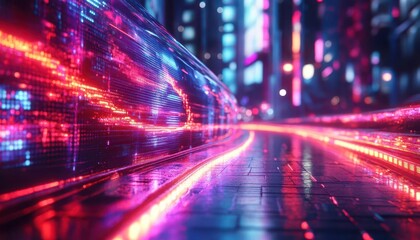 Street style fashion in a neon-lit futuristic city with glowing holographic accessories  Futuristic  Neon  High Detail