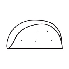 Empty taco shell. Outline icon. Hand drawn illustration on white background.