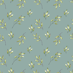 Watercolor leaves branches eucaliptus wallpaper textile wrapping paper background seamless pattern botanical floral desing wedding invitation card