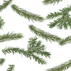 Obraz premium Seamless Christmas background, fir branches. Isolation on a transparent background.