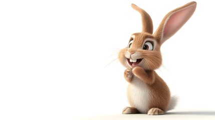 Obraz premium Cheerful Cartoon Rabbit Character with Expressive Emotions in Studio Pose