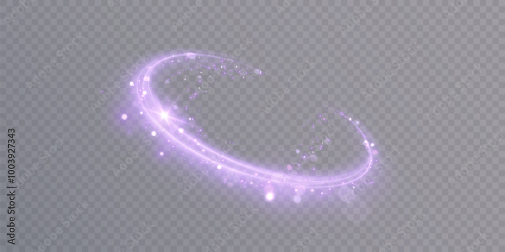 Aufkleber Shiny purple glowing sparkling spiral with magical vector effect of magical sparkling dust particles. Glow effect for game interface design.