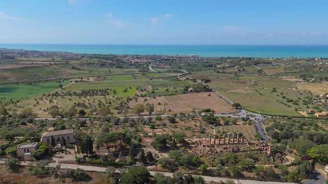 Aerial view of temple valley in Agrigento Italy