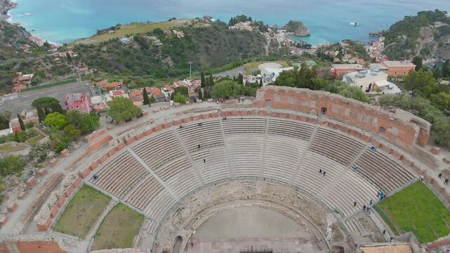 Aerial view of Taormina in Sicily Italy
