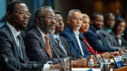 A diverse panel of negotiators at a United Nations summit