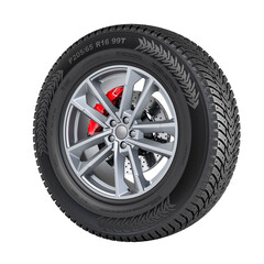 Car winter tire with alloy wheel