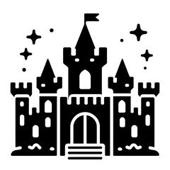 AI Generated Castle Icon Black Isolated in White Background. Castle Symbol Logo Vector Design for Graphic Resources