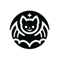 AI Generated Round Bat Icon in Black Isolated in White Background. Bat Symbol Logo Vector Design for Graphic Resources
