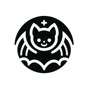AI Generated Round Bat Icon in Black Isolated in White Background. Bat Symbol Logo Vector Design for Graphic Resources