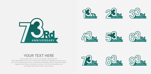 Anniversary logo set vector design, green color for celebration event
