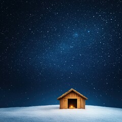 Fototapeta premium Night Scene of Manger at Birth of Jesus Christ