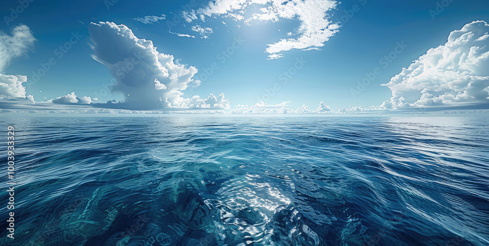 Poster deep blue ocean and sun rays filtering through.