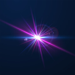 Fototapeta premium Flash, realistic highlights, glowing effects, camera light, sunlight reflection, stars, isolated highlights, sparkling highlights. Isolated on transparent background, png. Celestial, space elements