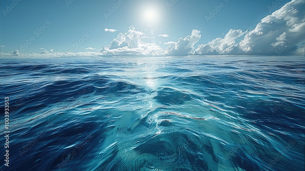 Poster deep blue ocean and sun rays filtering through.