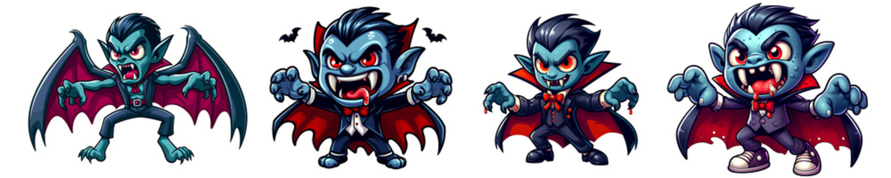 vampire monster character, ready to attact, in cartoon style, isolated white background