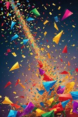 Colorful confetti exploding in a celebration of colors