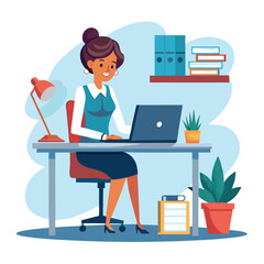 a professional business woman working in office desk
