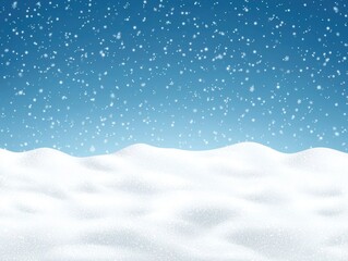 Snowfall Over a Winter Landscape with Blue Sky