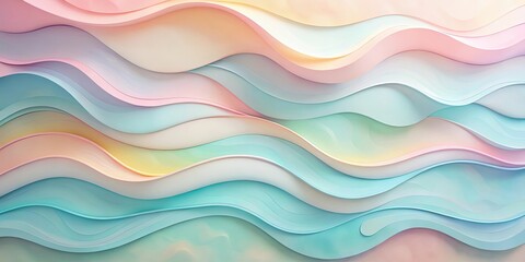 Abstract Pastel Wave Background with Layered Curvy Lines