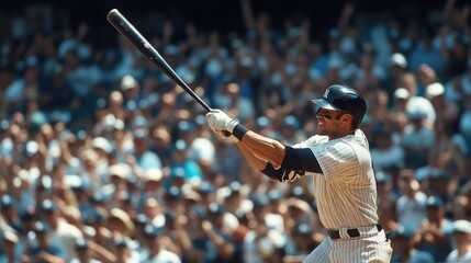 Thrilling Baseball Action Professional Player in Action at Energetic Stadium