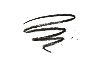 Black cosmetic eye pencil stroke isolated on white background