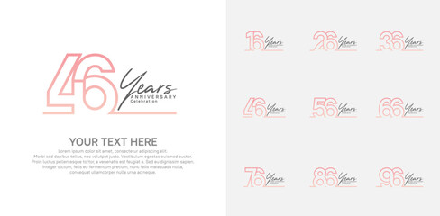 Anniversary logo set vector design, pink color for celebration event