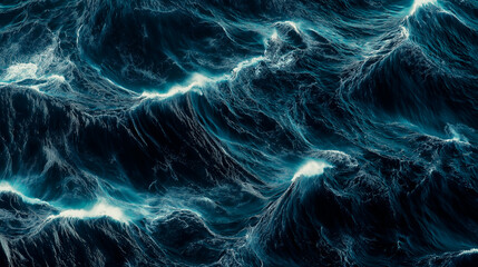 Obraz premium dark seascape beautiful waves, blue sea. Top view close up. Sea aerial view, amazing nature background texture. Beautiful darksea with waves splashing and beach concept