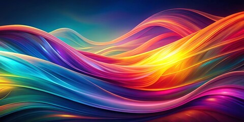 Fototapeta premium Abstract Digital Art with Vibrant Flowing Lines in Hues of Blue, Yellow, and Pink