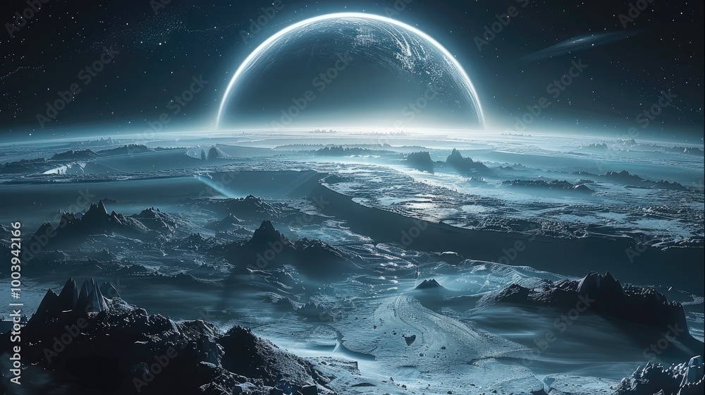 Poster Alien planet floating in outer space.