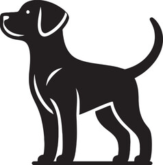 A single dog outline silhouette illustration in white background