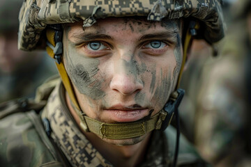 Fototapeta premium Generative ai photo of military officer war battlefield
