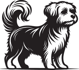 A single dog outline silhouette illustration in white background
