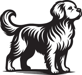 A single dog outline silhouette illustration in white background