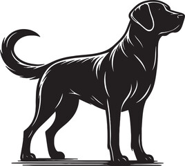 A single dog outline silhouette illustration in white background