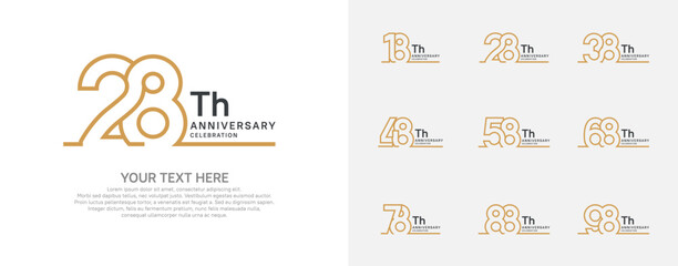 Anniversary logo set vector design, brown color for celebration event