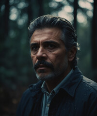 Obraz premium Solitary Man in Dramatic Cinematic Light