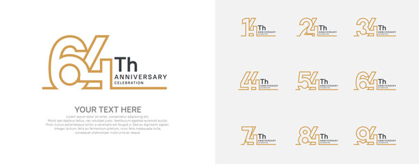Anniversary logo set vector design, brown color for celebration event