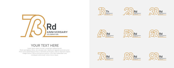Naklejka premium Anniversary logo set vector design, brown color for celebration event