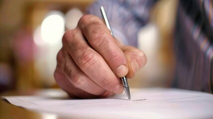 A close-up of a hand marking a ballot paper during voting