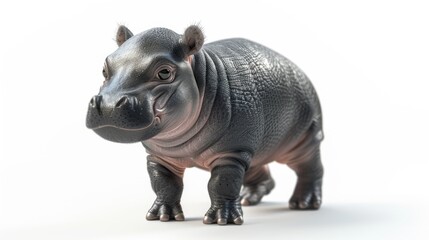 Obraz premium A baby hippo is walking through a river