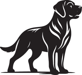 A single dog outline silhouette illustration in white background