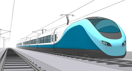 Fototapeta premium electric transport locomotive 3D illustration