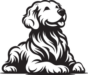 A single dog outline silhouette illustration in white background