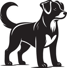 A single dog outline silhouette illustration in white background