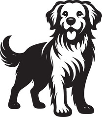 A single dog outline silhouette illustration in white background