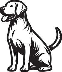 A single dog outline silhouette illustration in white background