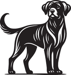 A single dog outline silhouette illustration in white background