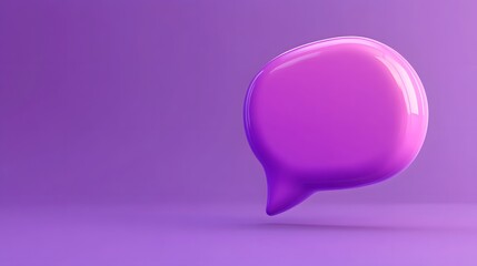 Blank Message Notification. Violet Speech Bubble. Social Media Concept and Online Communication. 3d rendering. 